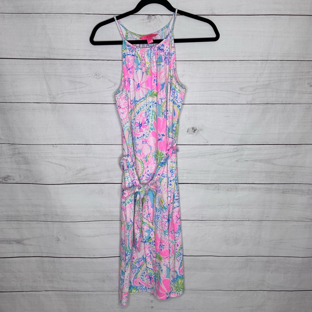 Lilly Pulitzer Pink and Blue Floral Dress Size S